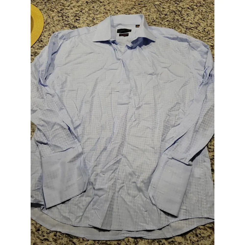 Mens Tiglio Luxe LS Button Down Cotton Dress Shirt needs cuff links‎ 17.5 32/33